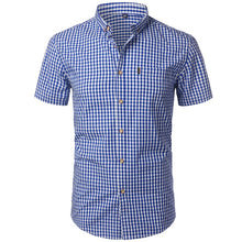 Charger l'image dans la galerie, Small Plaid Shirt Men Summer Short Sleeve Cotton Mens Dress Shirts Casual Button Down Men's Shirt - Tommy Taylor