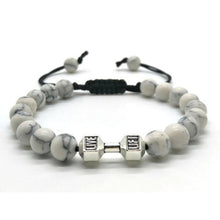 Charger l'image dans la galerie, Bracelet perlé en corde à la main haltère en métal avec œil de tigre de roche volcanique 18 modèles aux choix - Tommy Taylor