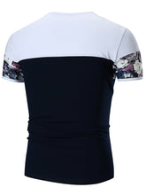 Charger l'image dans la galerie, Rose Print Panel Faux Pocket Henley T-Shirt - Tommy Taylor