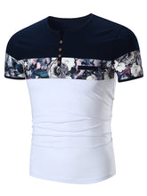 Charger l'image dans la galerie, Rose Print Panel Faux Pocket Henley T-Shirt - Tommy Taylor
