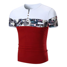 Charger l'image dans la galerie, Rose Print Panel Faux Pocket Henley T-Shirt - Tommy Taylor