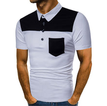 Charger l'image dans la galerie, Men's Polo Turn-down Collar Short Sleeve Shirts with Buttons Men Casual Patchwork Basic Tee - Tommy Taylor