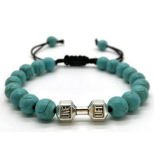 Charger l'image dans la galerie, Bracelet perlé en corde à la main haltère en métal avec œil de tigre de roche volcanique 18 modèles aux choix - Tommy Taylor