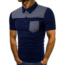 Charger l'image dans la galerie, Men's Polo Turn-down Collar Short Sleeve Shirts with Buttons Men Casual Patchwork Basic Tee - Tommy Taylor