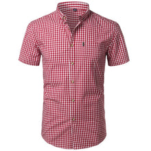 Charger l'image dans la galerie, Small Plaid Shirt Men Summer Short Sleeve Cotton Mens Dress Shirts Casual Button Down Men's Shirt - Tommy Taylor