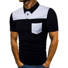 Charger l'image dans la galerie, Men's Polo Turn-down Collar Short Sleeve Shirts with Buttons Men Casual Patchwork Basic Tee - Tommy Taylor