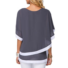 Charger l'image dans la galerie, Mousseline de soie Patchwork tendance à col rond pour femmes us - Tommy Taylor