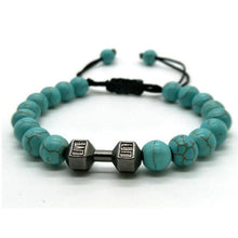 Charger l'image dans la galerie, Bracelet perlé en corde à la main haltère en métal avec œil de tigre de roche volcanique 18 modèles aux choix - Tommy Taylor