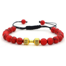 Charger l'image dans la galerie, Bracelet perlé en corde à la main haltère en métal avec œil de tigre de roche volcanique 18 modèles aux choix - Tommy Taylor