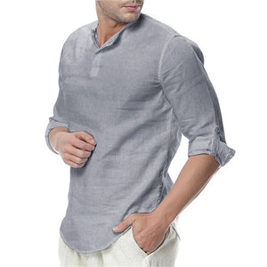 New Men's Summer Long Sleeve Cotton Linen Long Sleeve Cotton Casual Breathable Shirts Style Solid Male Shirts - Tommy Taylor 