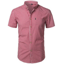 Charger l&#39;image dans la galerie, Small Plaid Shirt Men Summer Short Sleeve Cotton Mens Dress Shirts Casual Button Down Men&#39;s Shirt - Tommy Taylor 
