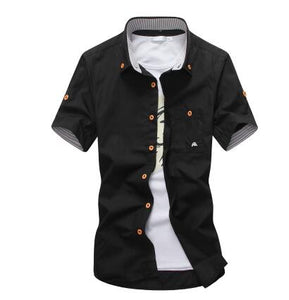 Mushroom Embroidery Mens Short Sleeve Casual Shirts Summer Cotton Shirts - Tommy Taylor 