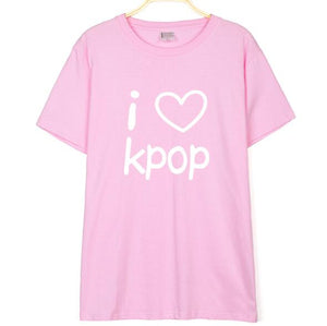 I LOVE KPOP Letter Print T Shirts for Men Women Cotton t-shirts - Tommy Taylor 