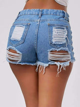 Charger l&#39;image dans la galerie, Short en jean déchiré à lacets latéral pour femmes sexy us taille haute - Tommy Taylor 
