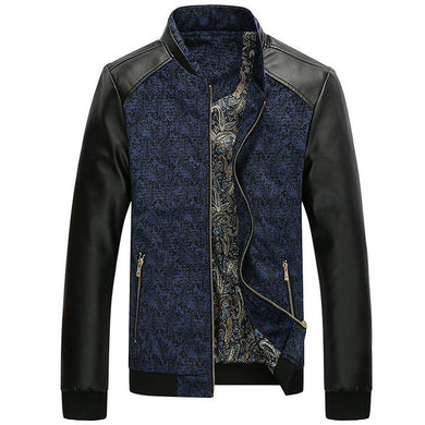 Vestes en cuir PU Patchwork pour hommes us - Tommy Taylor 