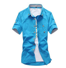 Charger l&#39;image dans la galerie, Mushroom Embroidery Mens Short Sleeve Casual Shirts Summer Cotton Shirts - Tommy Taylor 
