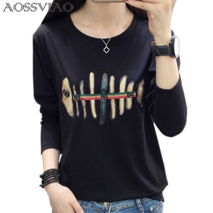 Print T Shirt Women T-Shirt Women Long Sleeve Casual Woman Tshirt Autumn And Winter Top - Tommy Taylor 