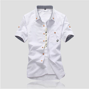 Mushroom Embroidery Mens Short Sleeve Casual Shirts Summer Cotton Shirts - Tommy Taylor 