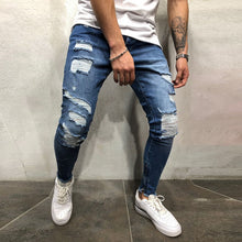 Charger l&#39;image dans la galerie, jeans hommes à rayures latérales déchirées mode Streetwear Slim  Denim deux colories - Tommy Taylor 

