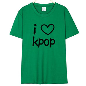 I LOVE KPOP Letter Print T Shirts for Men Women Cotton t-shirts - Tommy Taylor 