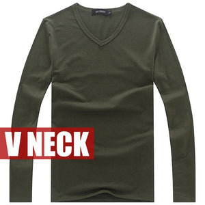 Sale spring high-elastic cotton t-shirts men's long sleeve v neck tight t shirt - Tommy Taylor 